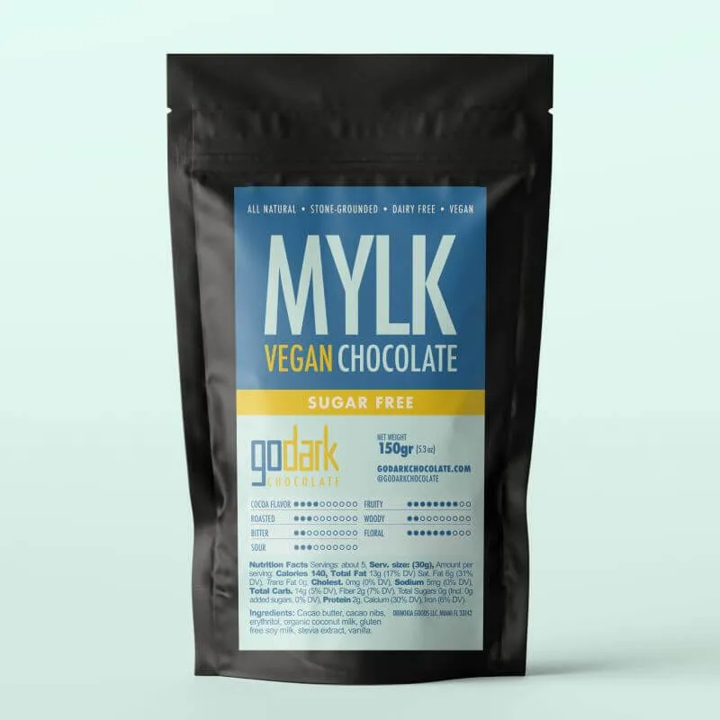 GoDark mylk stone-ground chocolate bar packaging